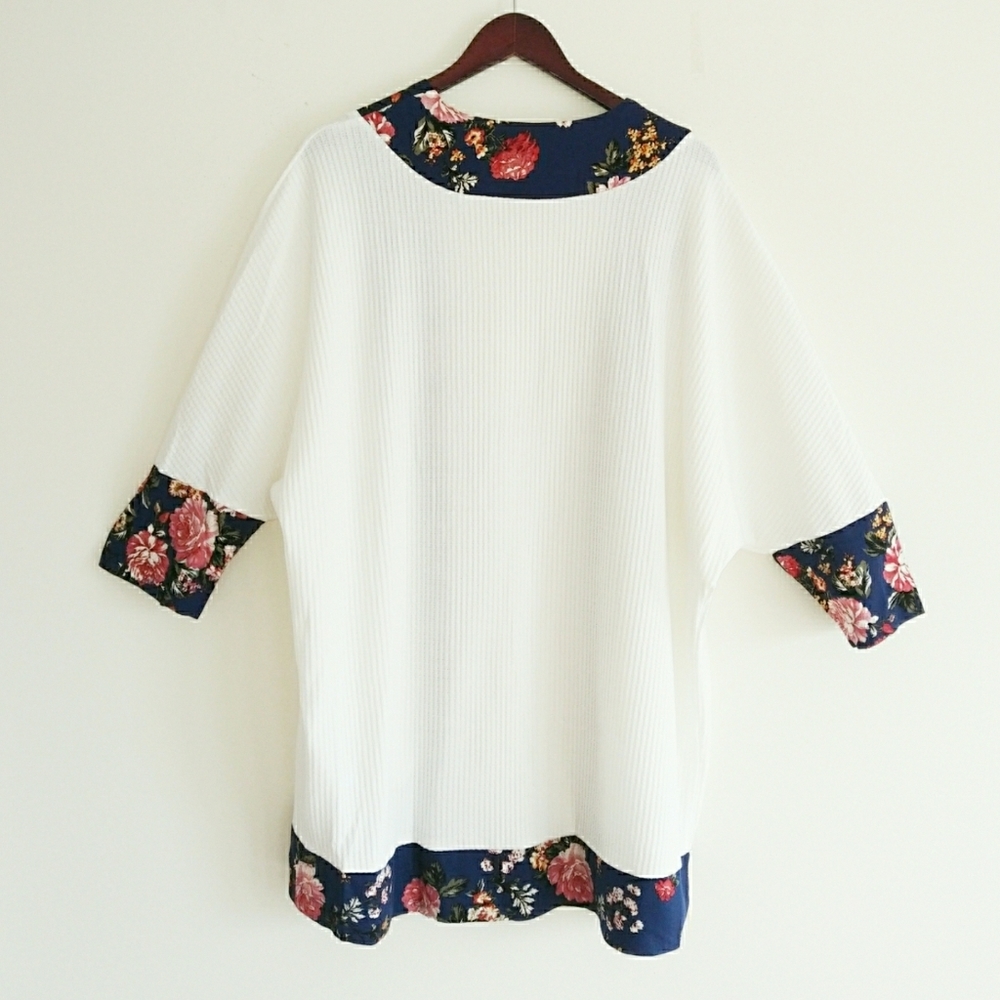 Floral Trim Duster Kimono Cover Up - Picture 3 of 7
